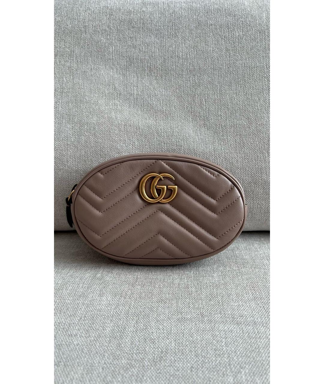 GUCCI Бежевая кожаная поясная сумка, фото 4