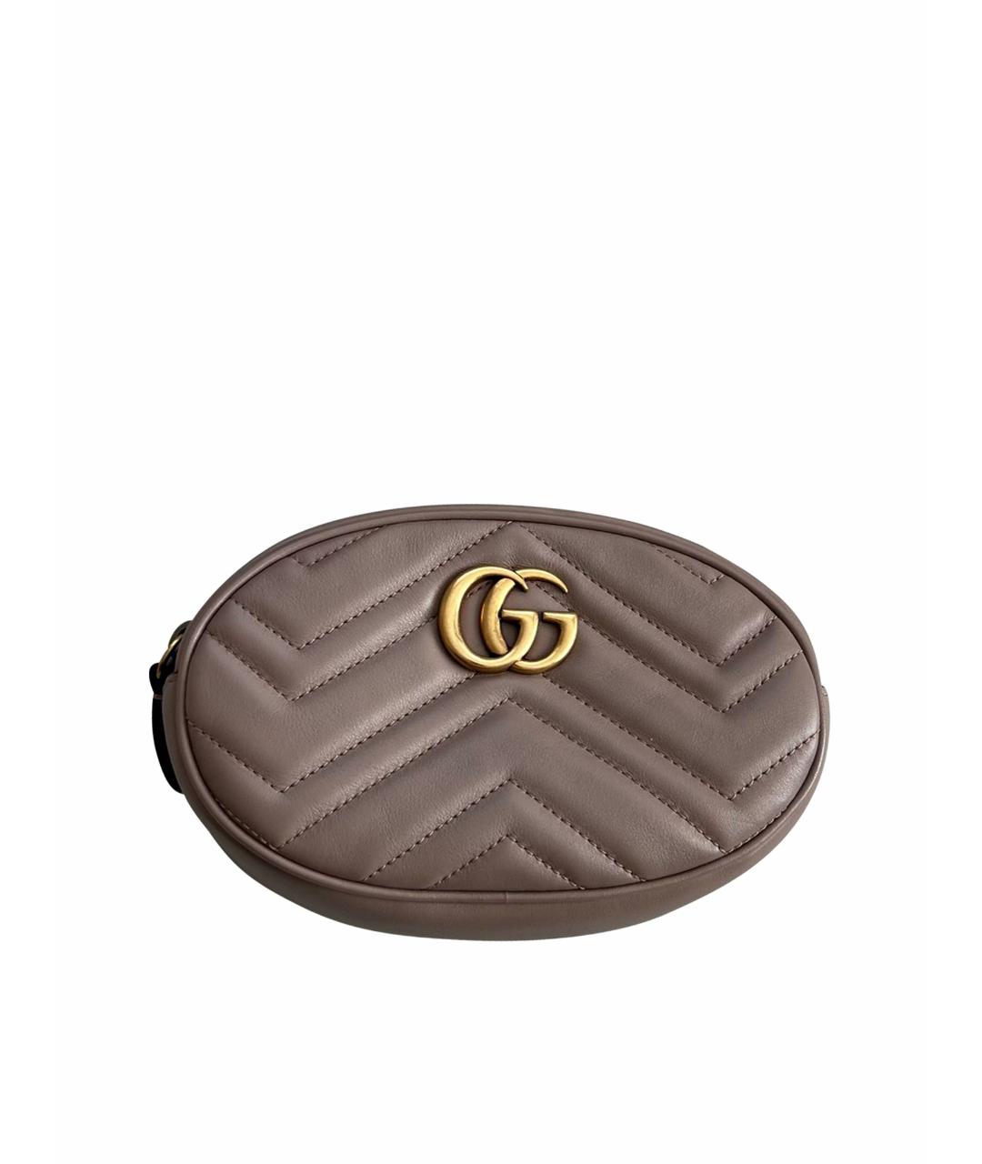 GUCCI Бежевая кожаная поясная сумка, фото 1