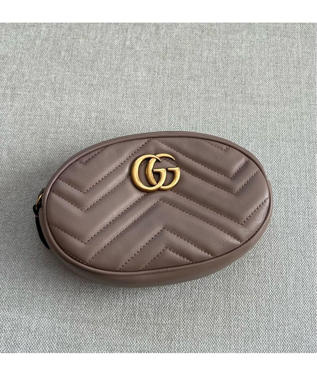 GUCCI Бежевая кожаная поясная сумка, фото 5