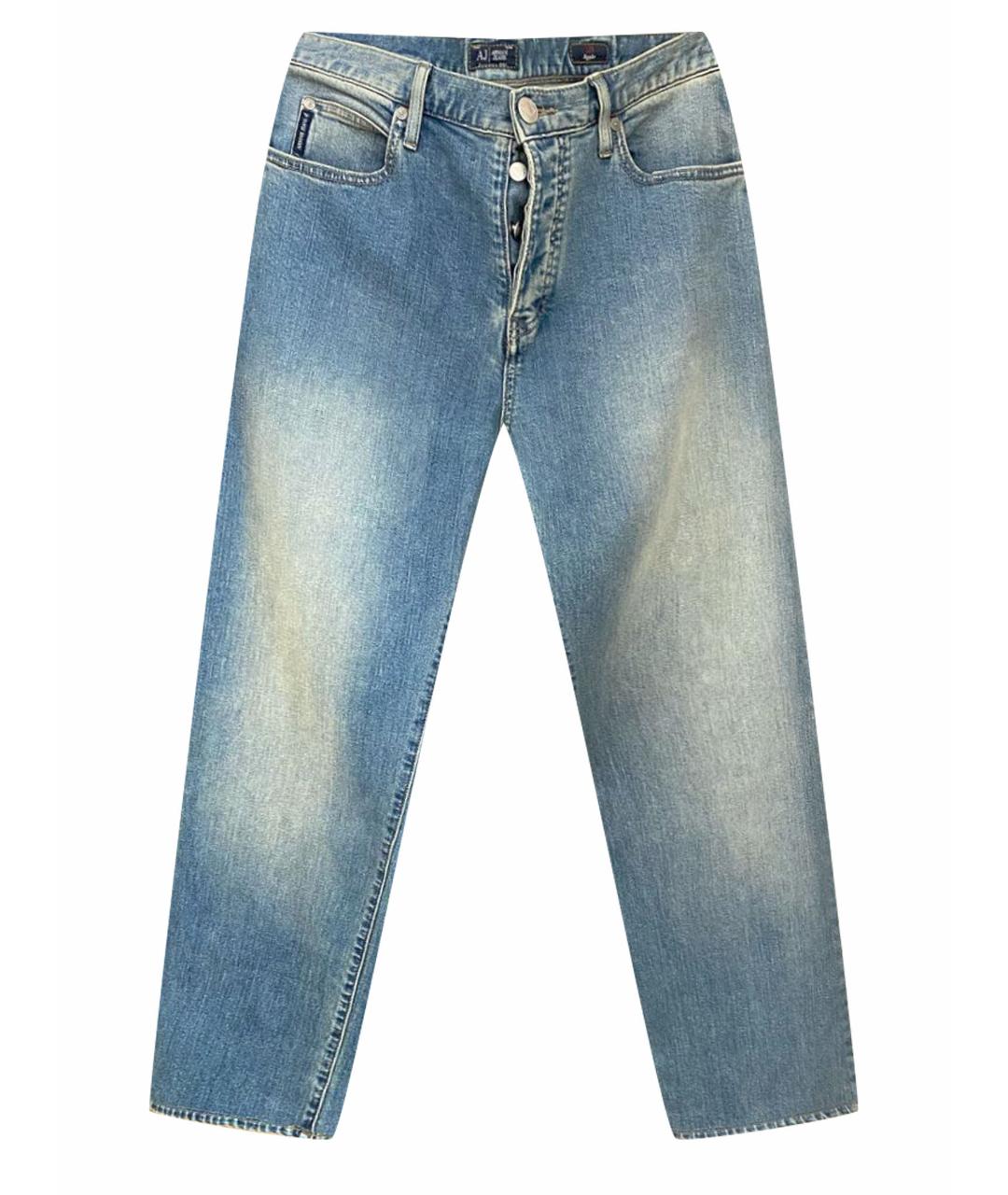 ARMANI JEANS Голубые хлопковые прямые джинсы, фото 1