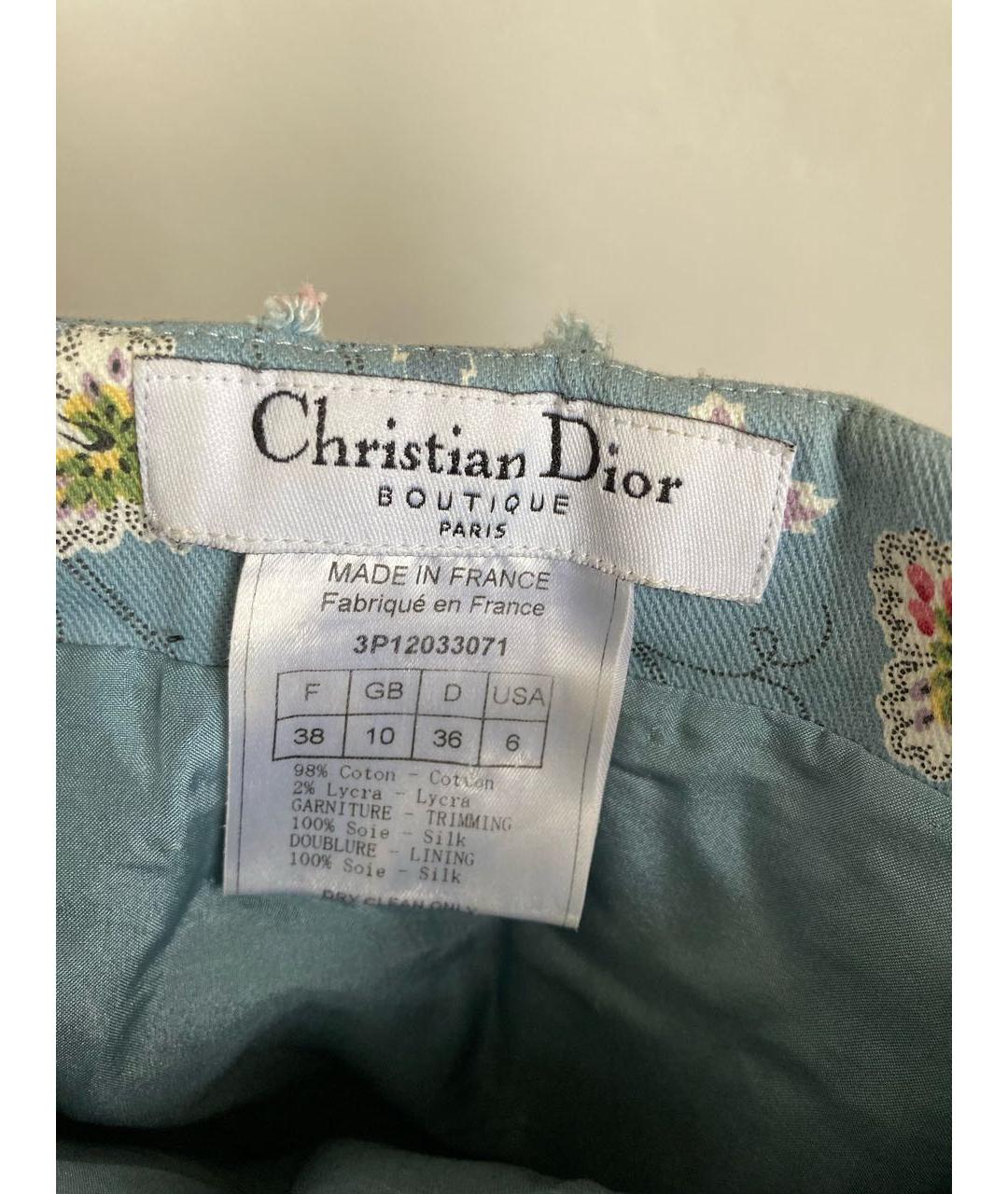 CHRISTIAN DIOR PRE-OWNED Голубая хлопковая юбка мини, фото 3