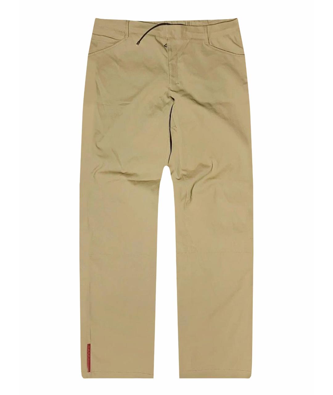 PRADA Бежевые полиамидовые классические брюки, фото 1