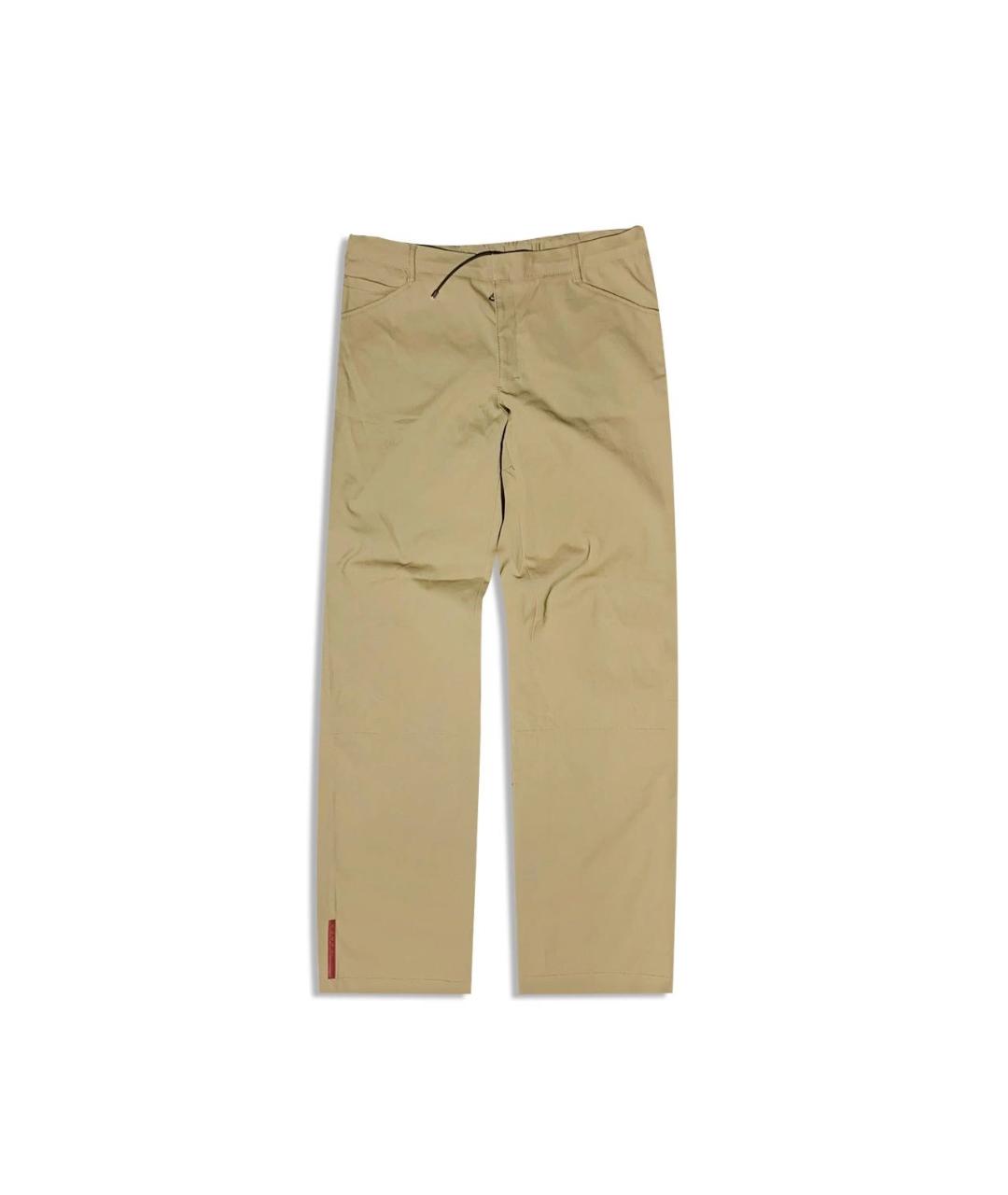 PRADA Бежевые полиамидовые классические брюки, фото 5