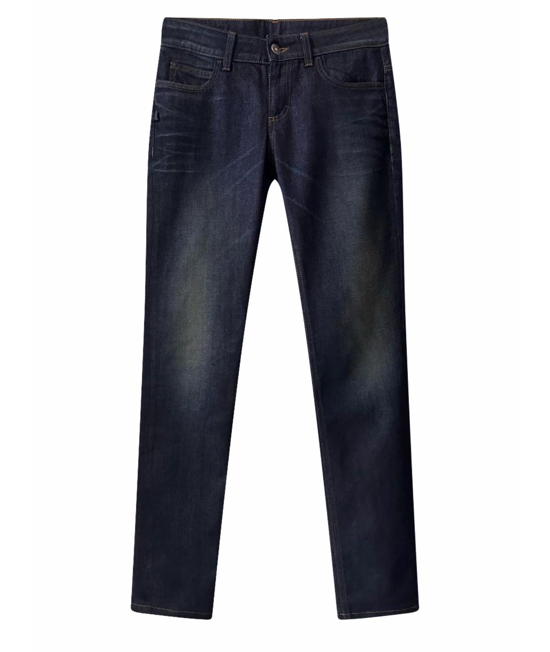 GUCCI Темно-синие хлопко-эластановые джинсы слим, фото 1
