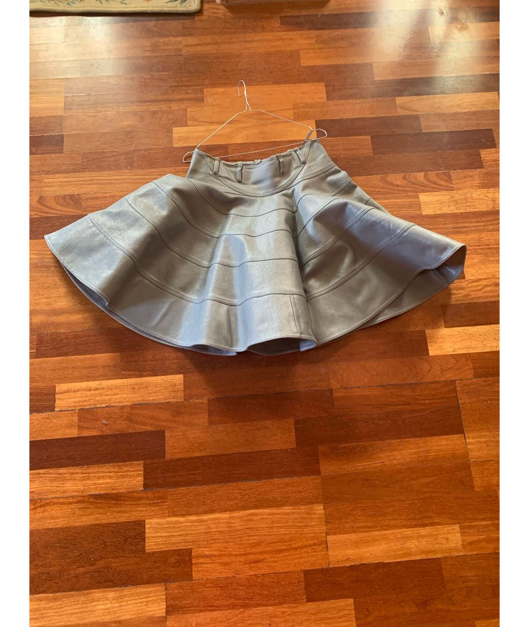 ALAIA Серебряная хлопковая юбка мини, фото 7