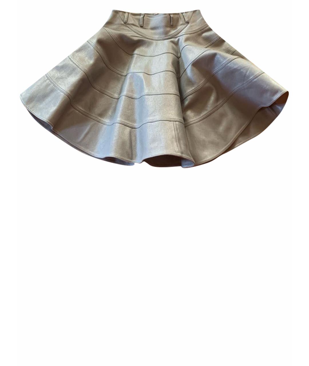 ALAIA Серебряная хлопковая юбка мини, фото 1