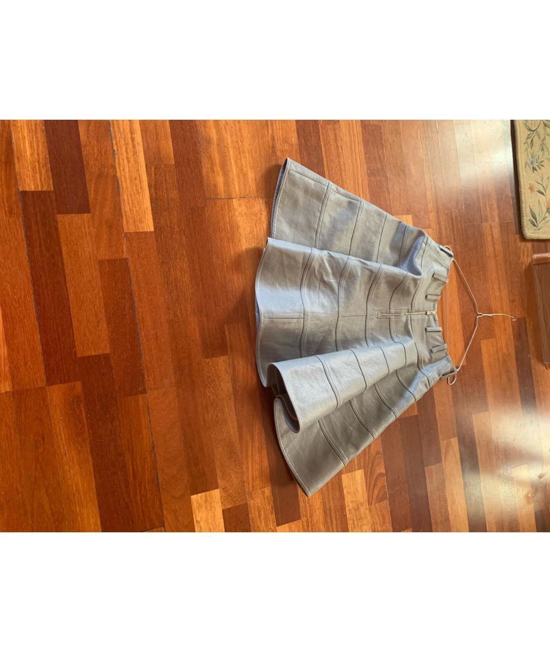 ALAIA Серебряная хлопковая юбка мини, фото 2
