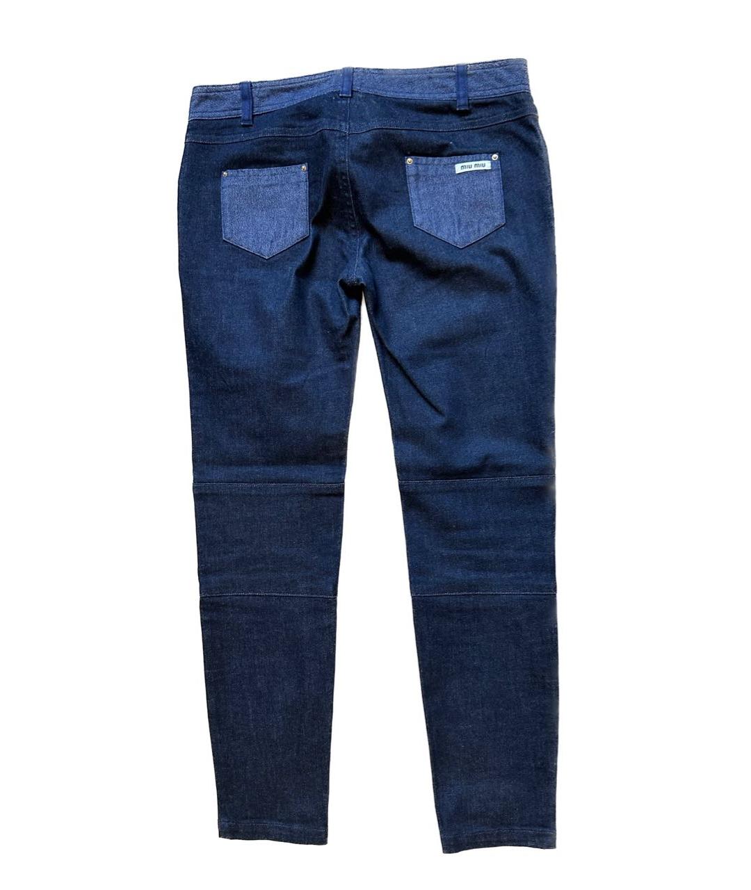 MIU MIU Темно-синие хлопко-эластановые джинсы слим, фото 2
