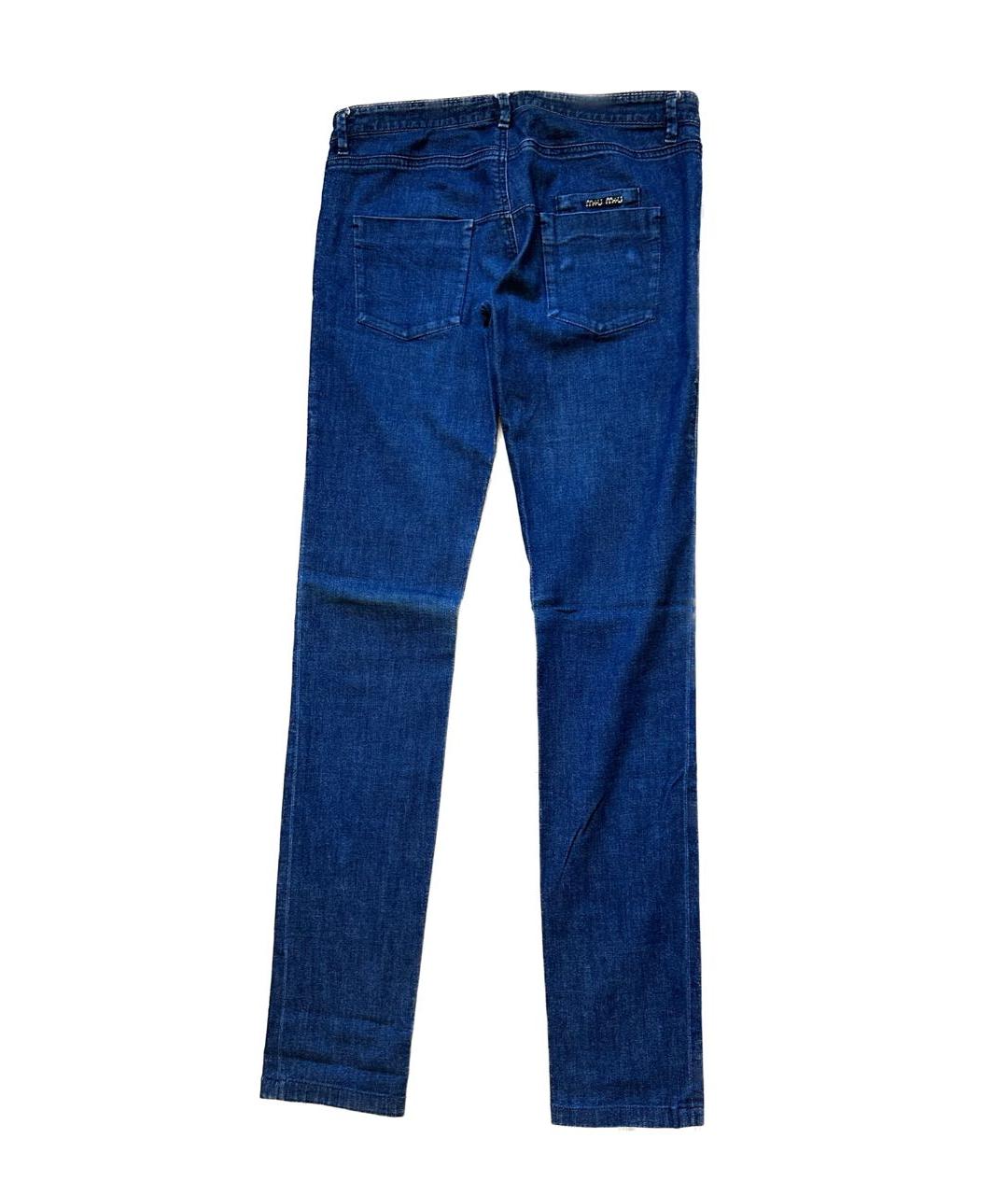 MIU MIU Темно-синие хлопковые джинсы слим, фото 2