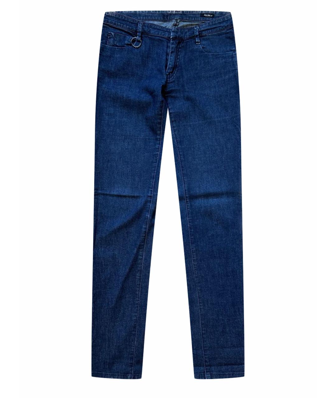 MIU MIU Темно-синие хлопковые джинсы слим, фото 1