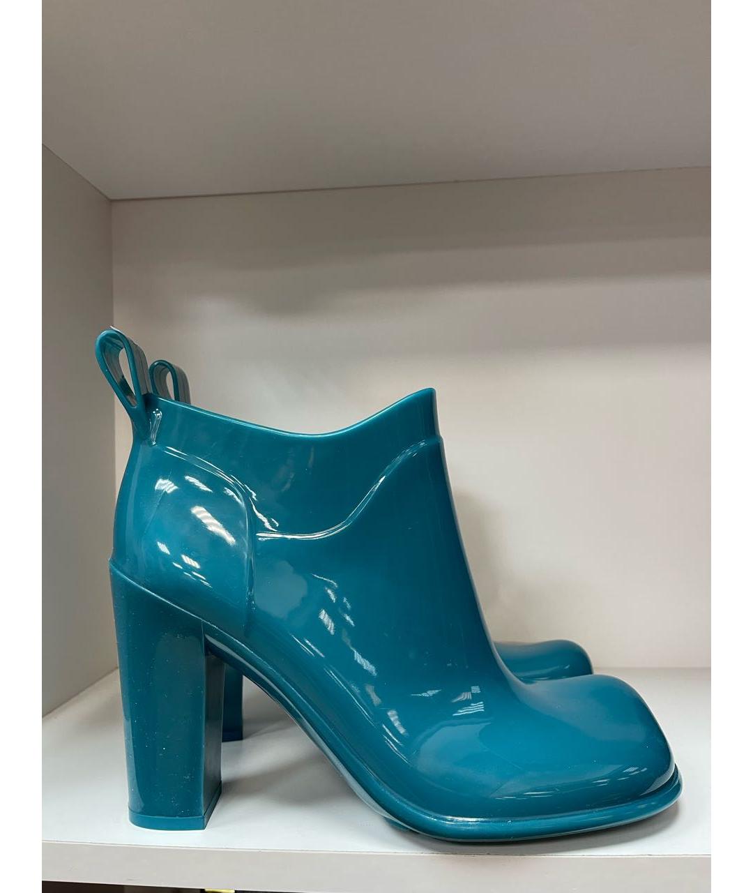 BOTTEGA VENETA Бирюзовые резиновые ботильоны, фото 3