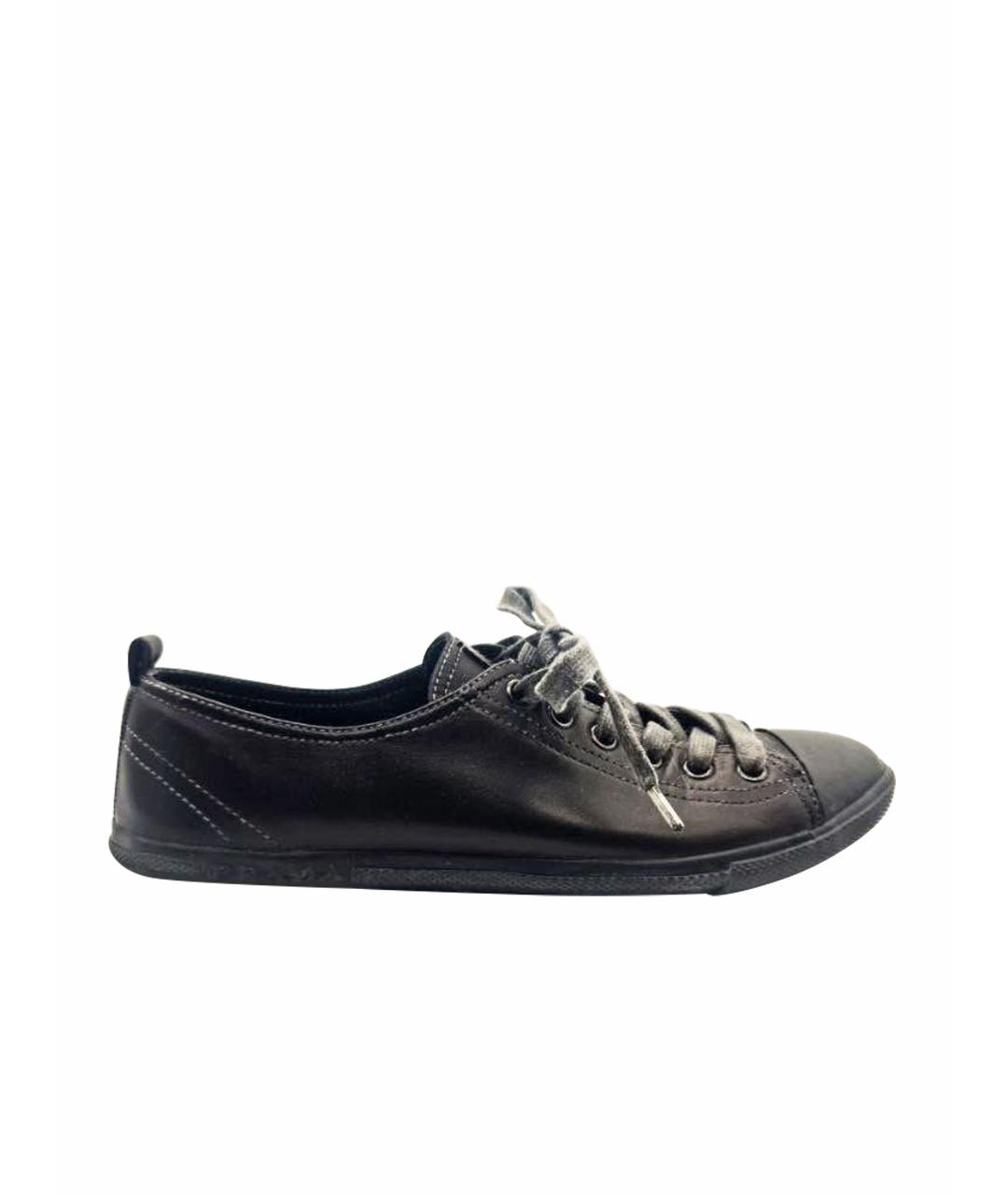 PRADA Черные кожаные кеды, фото 1
