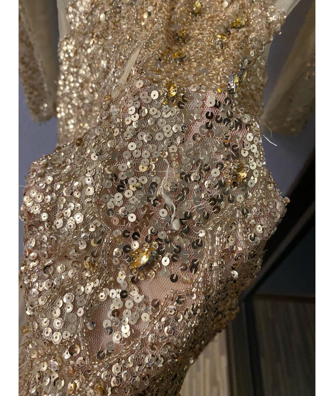 BASIX Золотое полиэстеровое коктейльное платье, фото 6