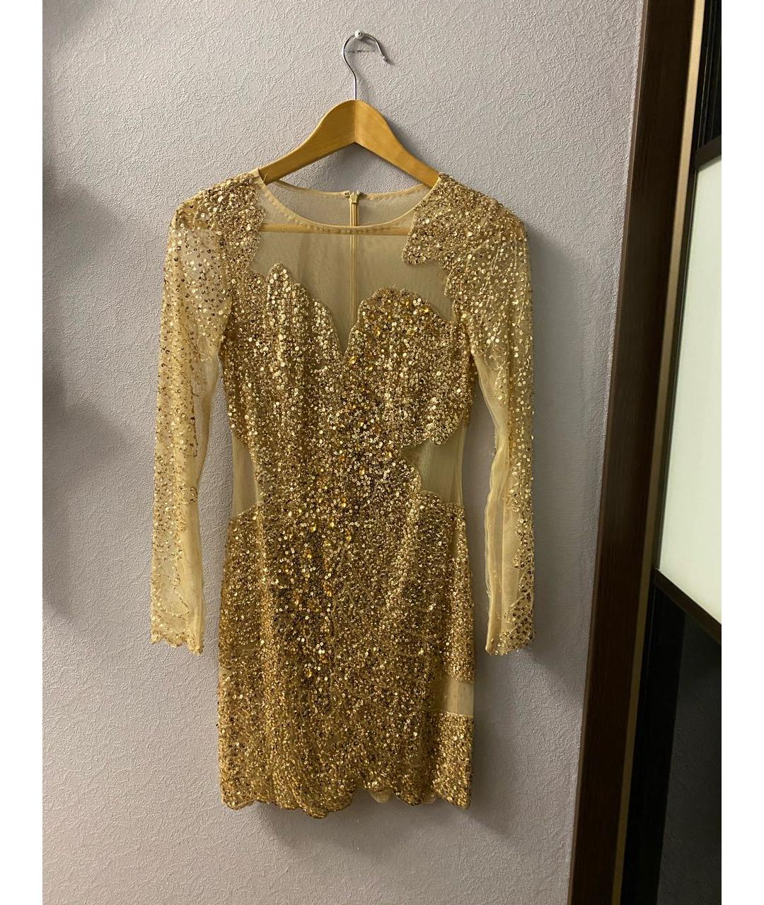 BASIX Золотое полиэстеровое коктейльное платье, фото 8