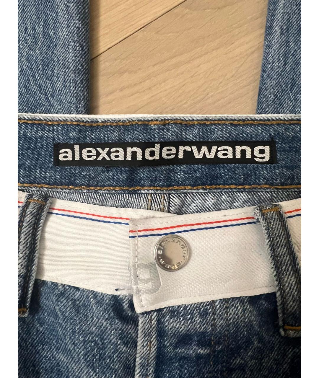 ALEXANDER WANG Голубые хлопковые прямые джинсы, фото 3