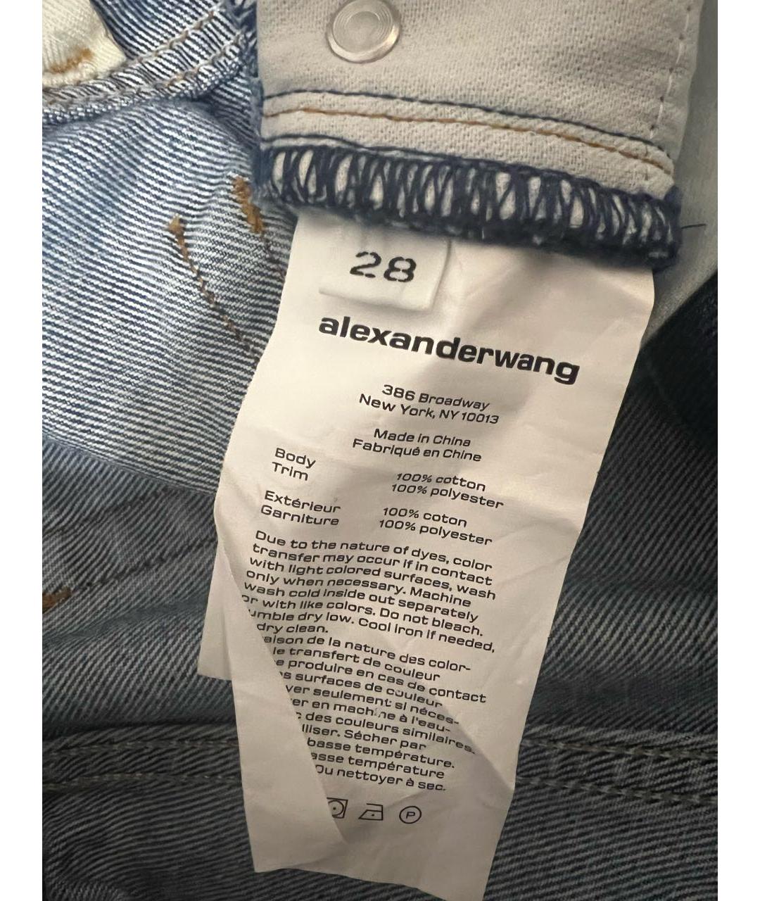 ALEXANDER WANG Голубые хлопковые прямые джинсы, фото 4