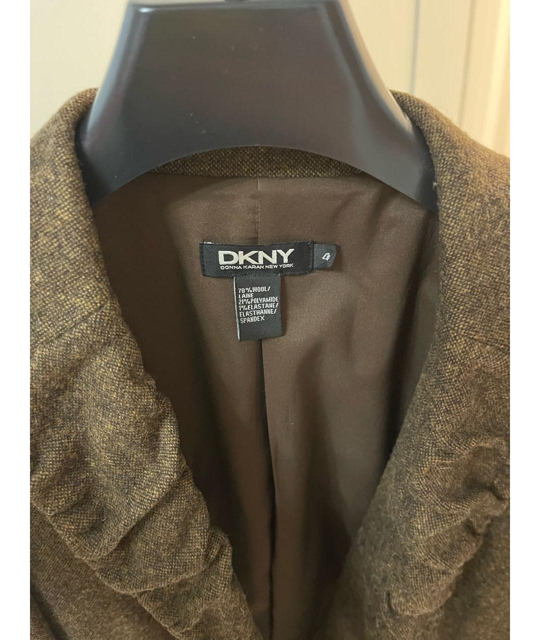 DKNY Коричневый шерстяной жакет/пиджак, фото 3