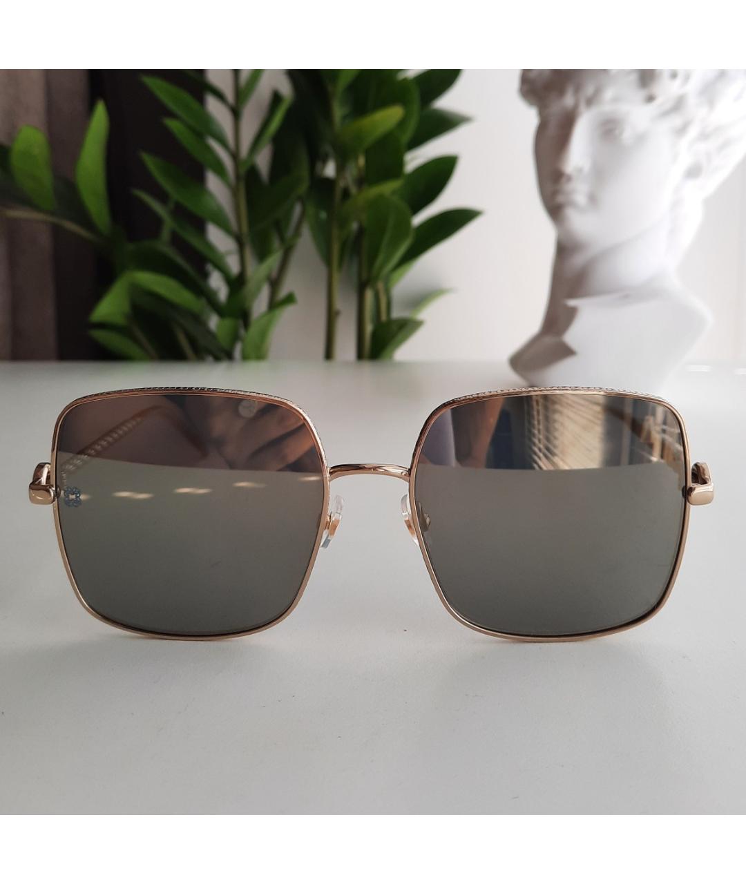 ELIE SAAB Золотые металлические солнцезащитные очки, фото 9