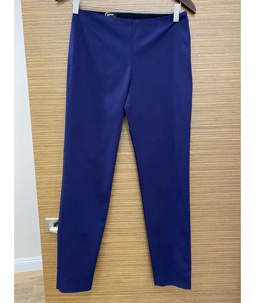 JIL SANDER NAVY Темно-синие хлопковые брюки узкие, фото 4