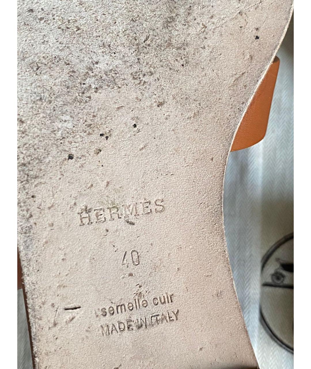 HERMES Коричневые кожаные сандалии, фото 5