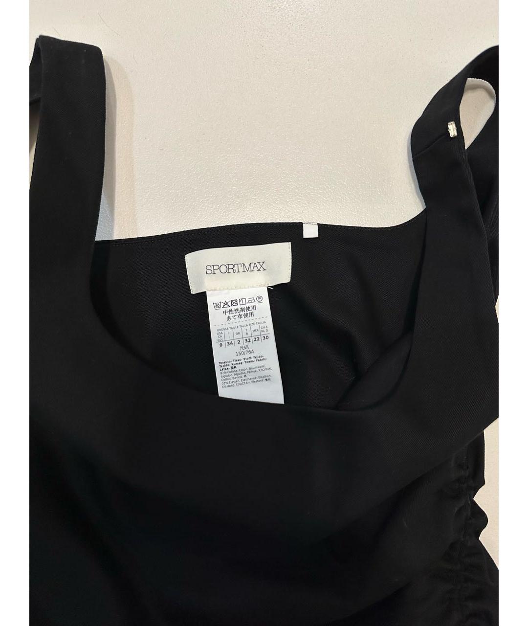 SPORTMAX Черное хлопко-эластановое коктейльное платье, фото 7