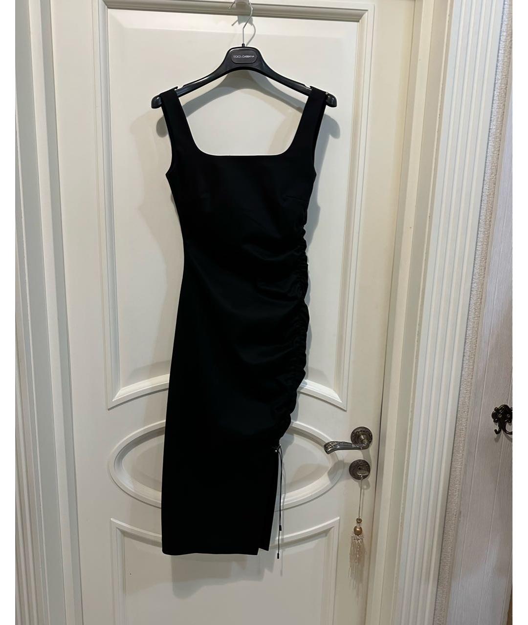 SPORTMAX Черное хлопко-эластановое коктейльное платье, фото 8