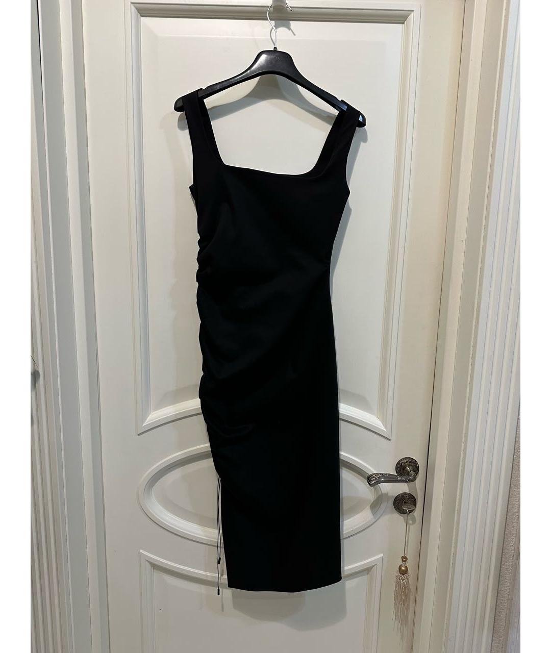 SPORTMAX Черное хлопко-эластановое коктейльное платье, фото 6