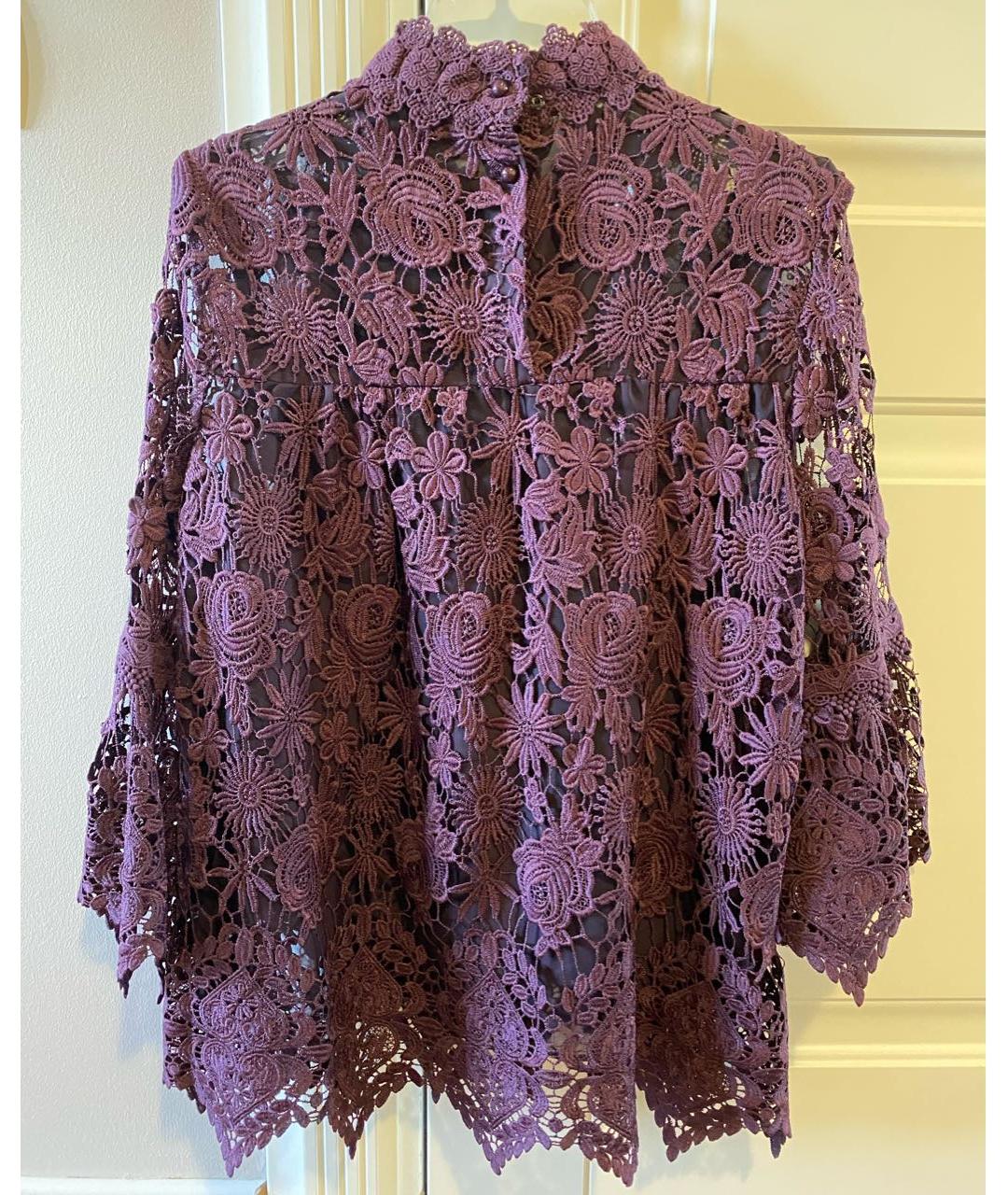 ANNA SUI Бордовая кружевная блузы, фото 2