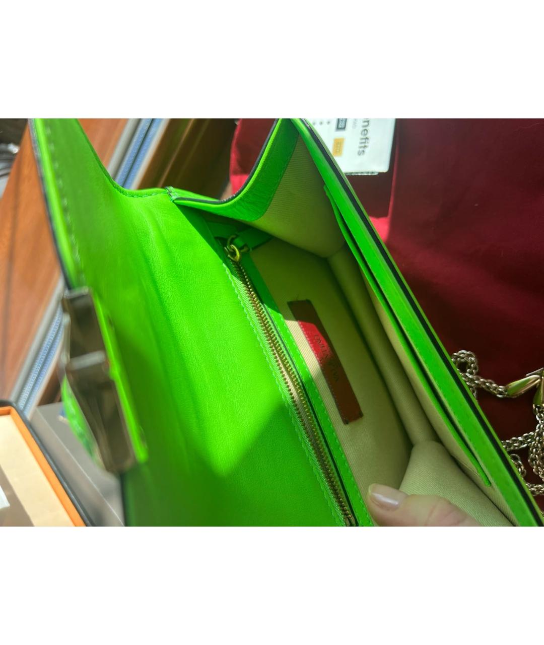 VALENTINO Зеленая кожаная сумка через плечо, фото 4