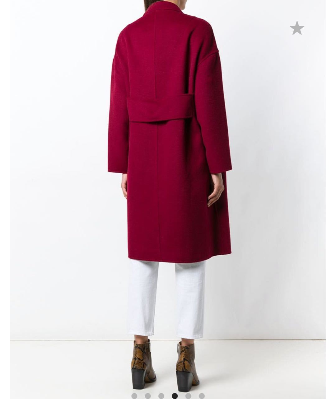TWIN-SET Бордовое шерстяное пальто, фото 2