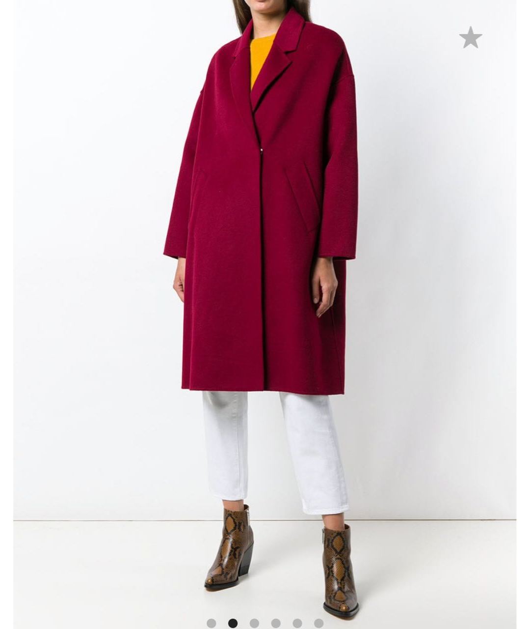 TWIN-SET Бордовое шерстяное пальто, фото 5