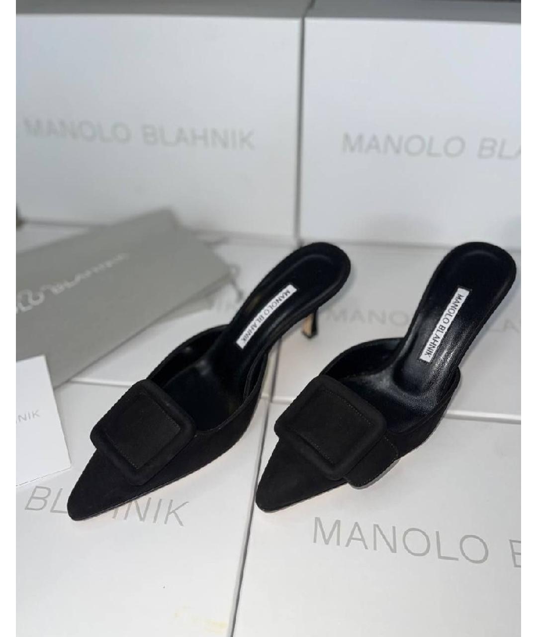 MANOLO BLAHNIKD ミュール MANOLO BLAHNIK Черные замшевые мюли для женщин – купить онлайн с