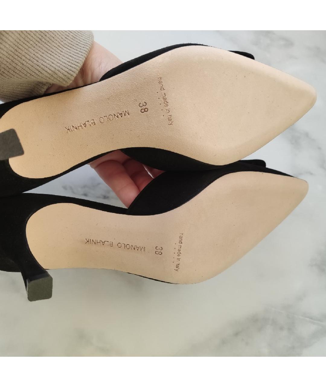 MANOLO BLAHNIK Черные замшевые мюли для женщин – купить онлайн с
