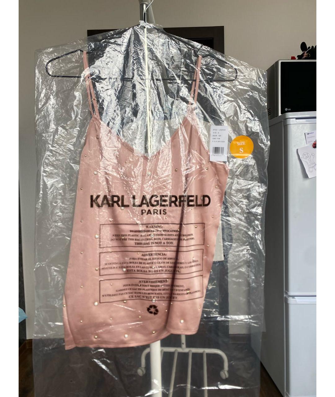 KARL LAGERFELD Розовая полиэстеровая майка, фото 6