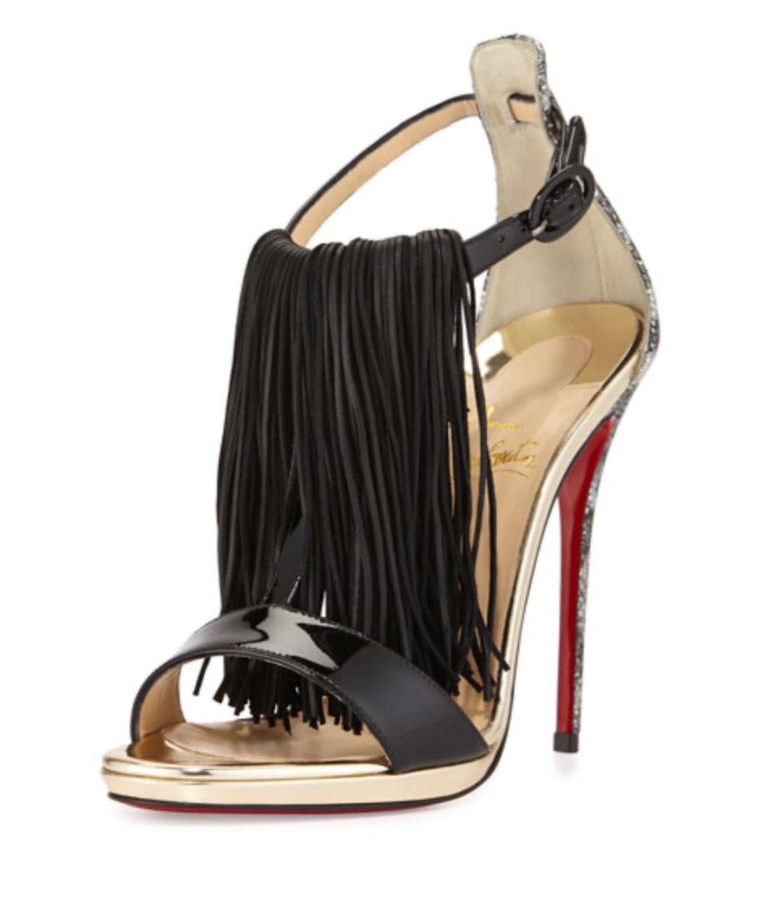 CHRISTIAN LOUBOUTIN Черные кожаные босоножки, фото 2