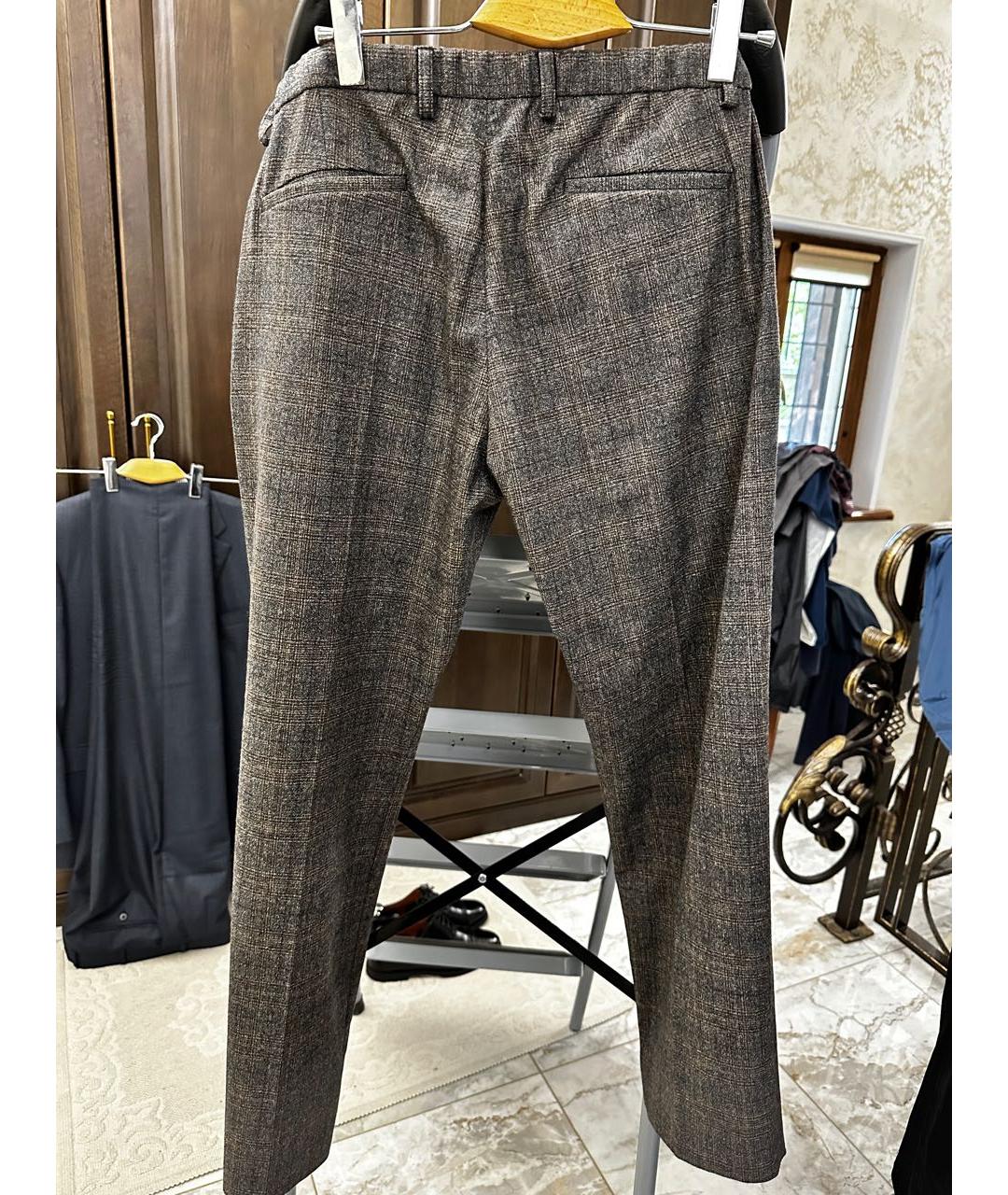 LORO PIANA Коричневые шерстяные повседневные брюки, фото 2