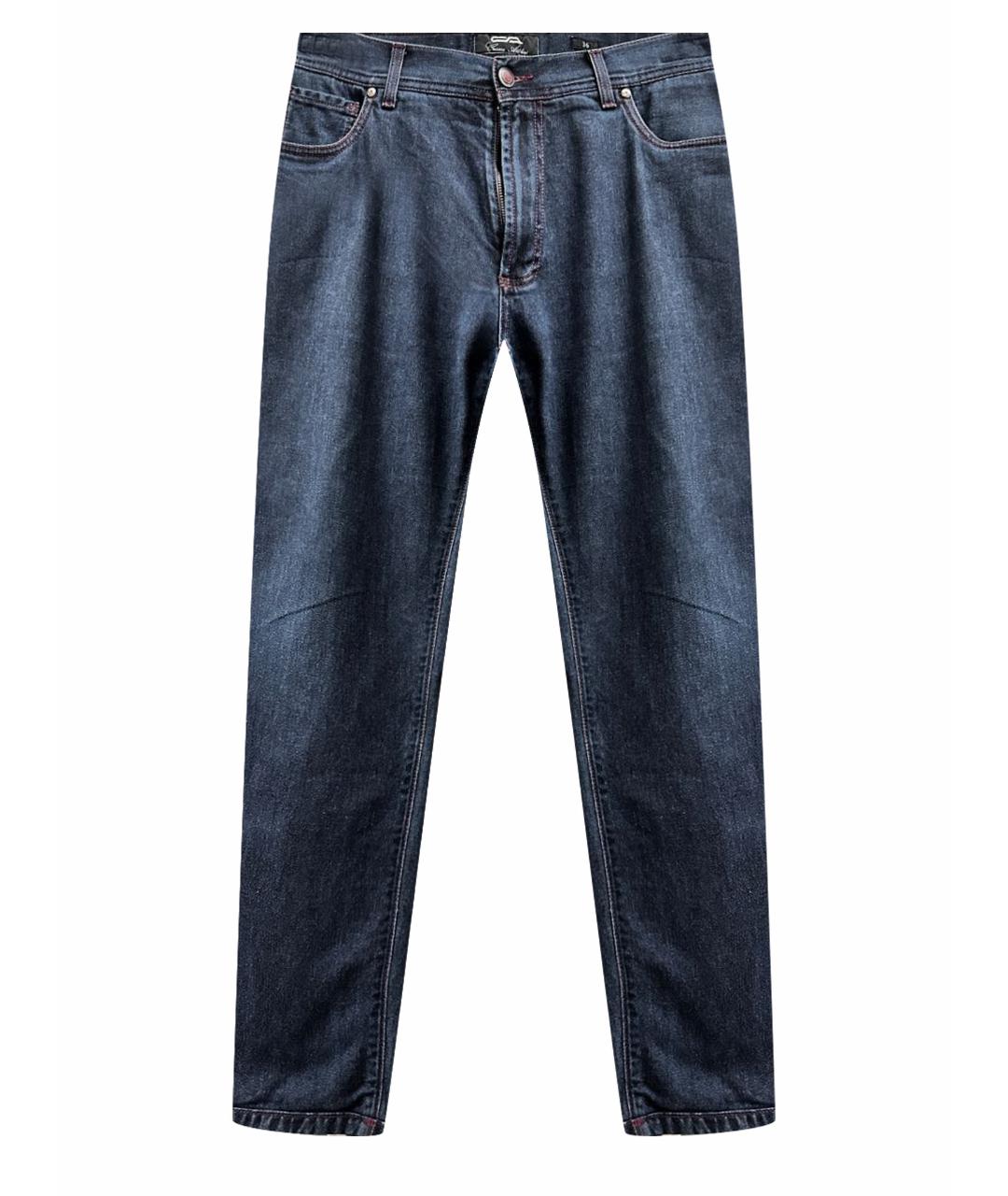 Cesare Attolini Темно-синие хлопко-кашемировые прямые джинсы, фото 1