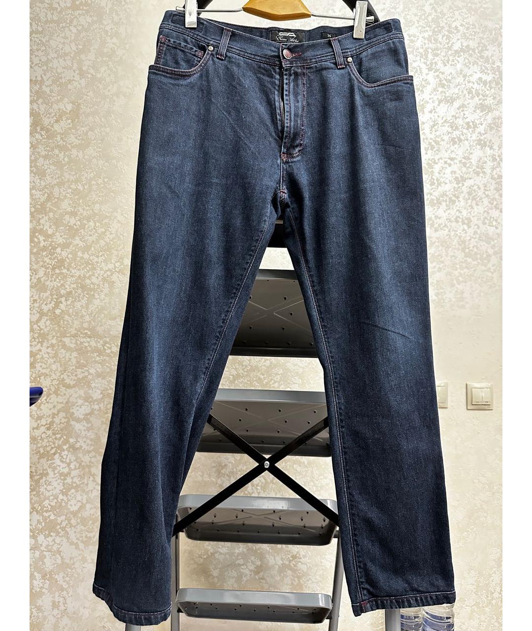 Cesare Attolini Темно-синие хлопко-кашемировые прямые джинсы, фото 8