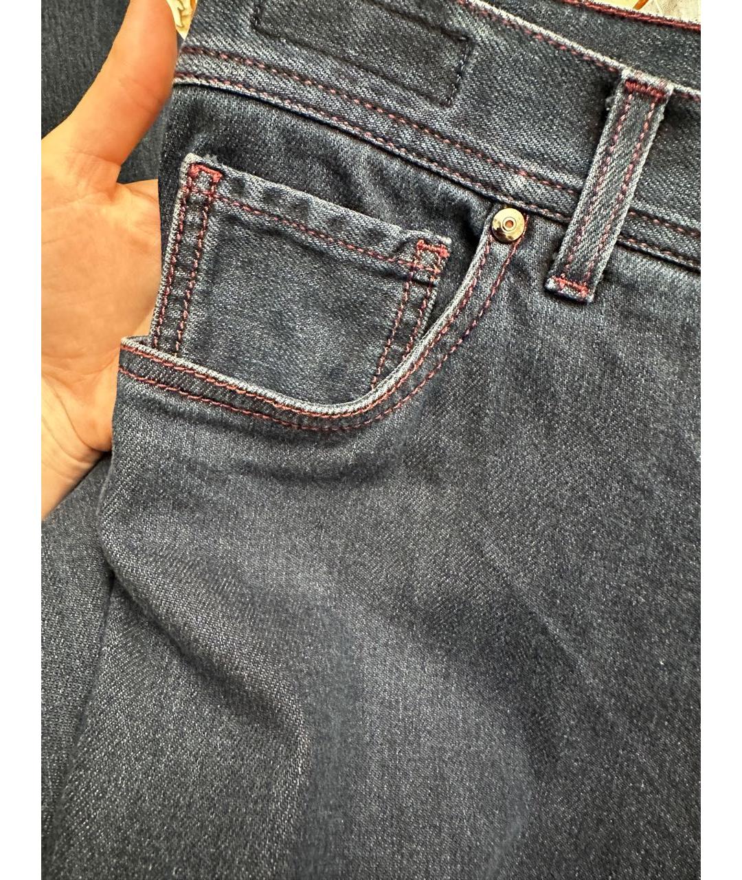 Cesare Attolini Темно-синие хлопко-кашемировые прямые джинсы, фото 5