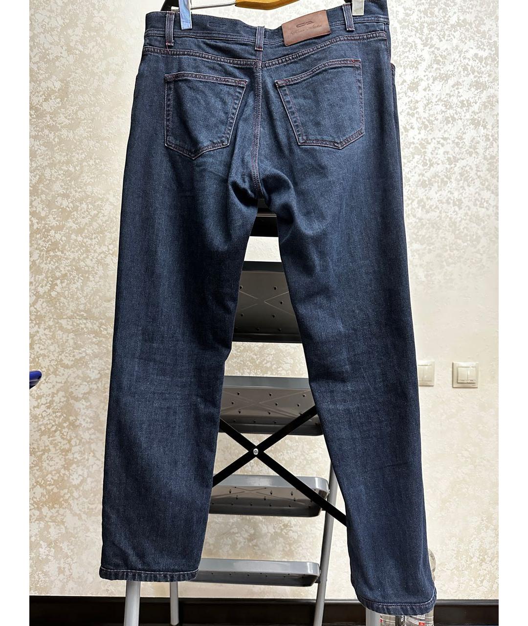 Cesare Attolini Темно-синие хлопко-кашемировые прямые джинсы, фото 2