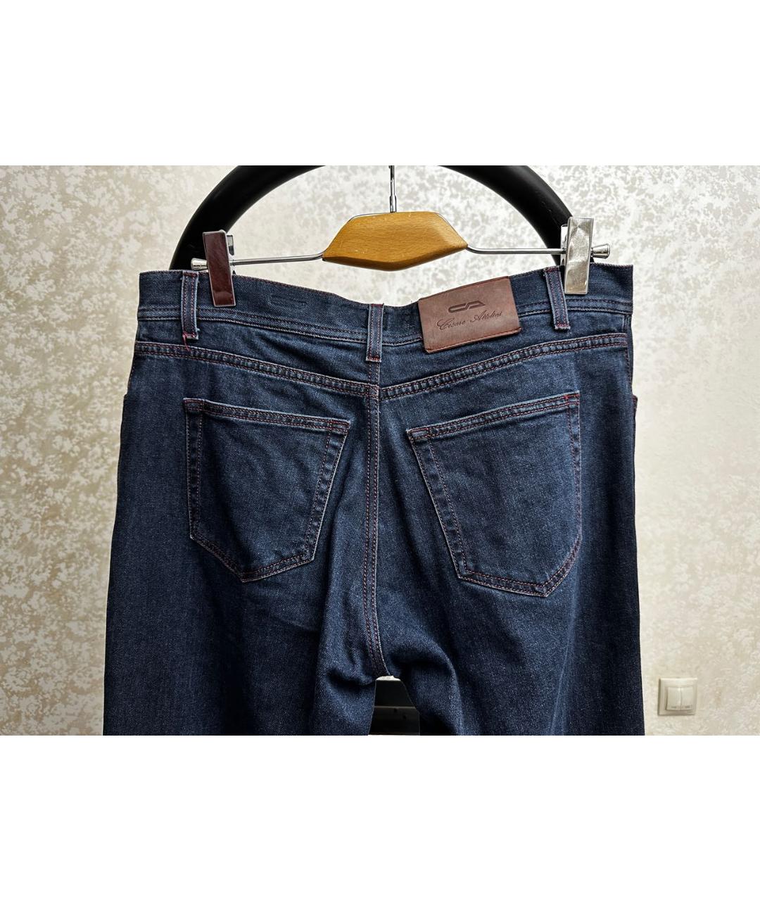 Cesare Attolini Темно-синие хлопко-кашемировые прямые джинсы, фото 4