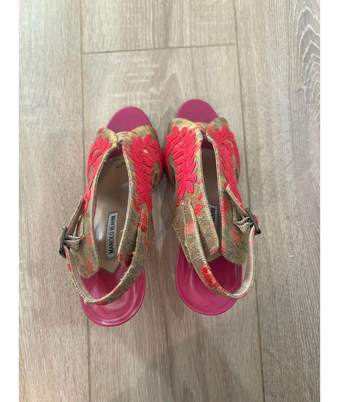 MANOLO BLAHNIK Розовые кожаные босоножки, фото 3