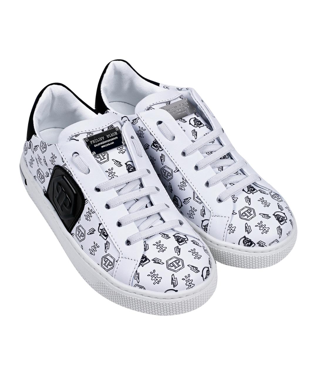 PHILIPP PLEIN JUNIOR Белые кожаные кеды, фото 3