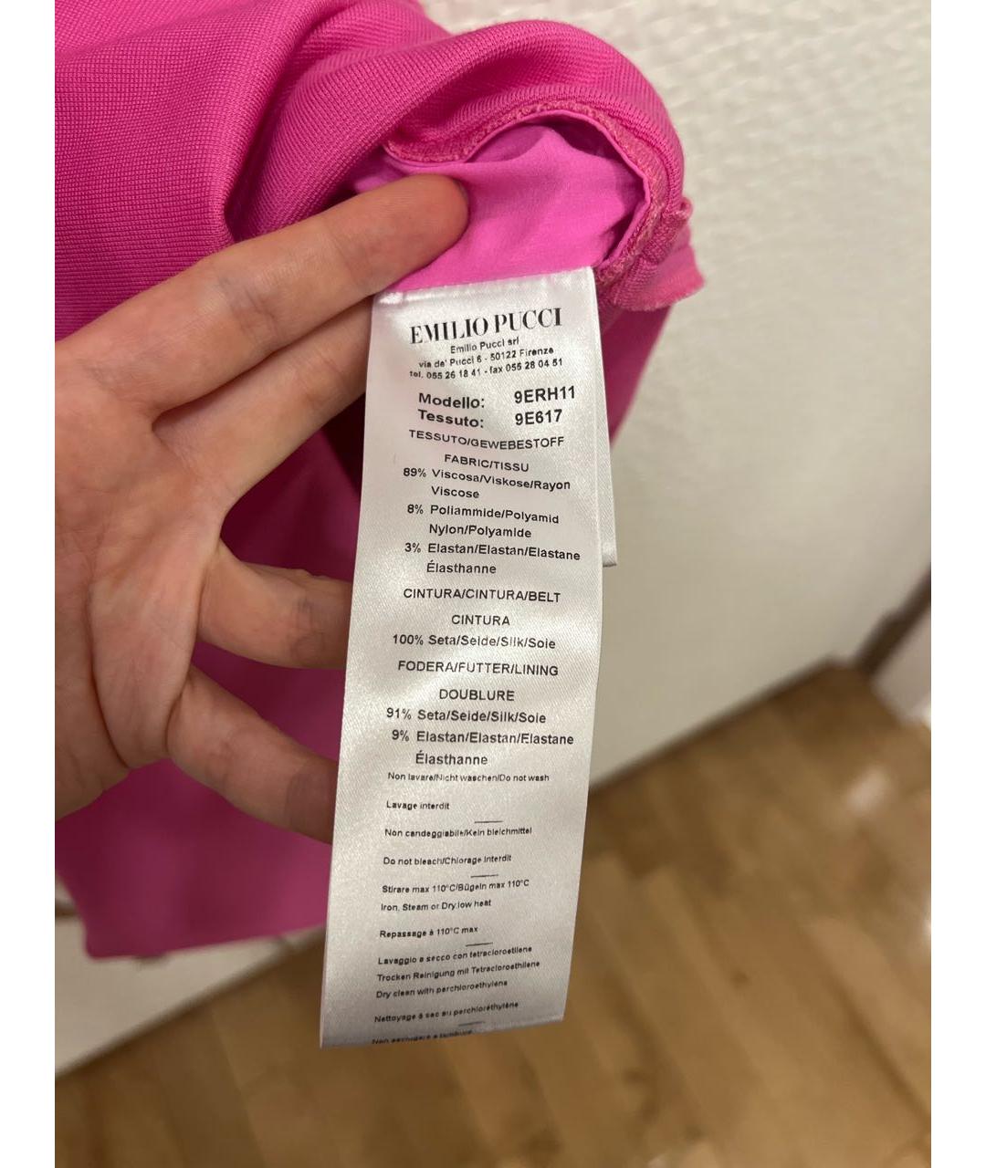 EMILIO PUCCI Розовое вискозное коктейльное платье, фото 6