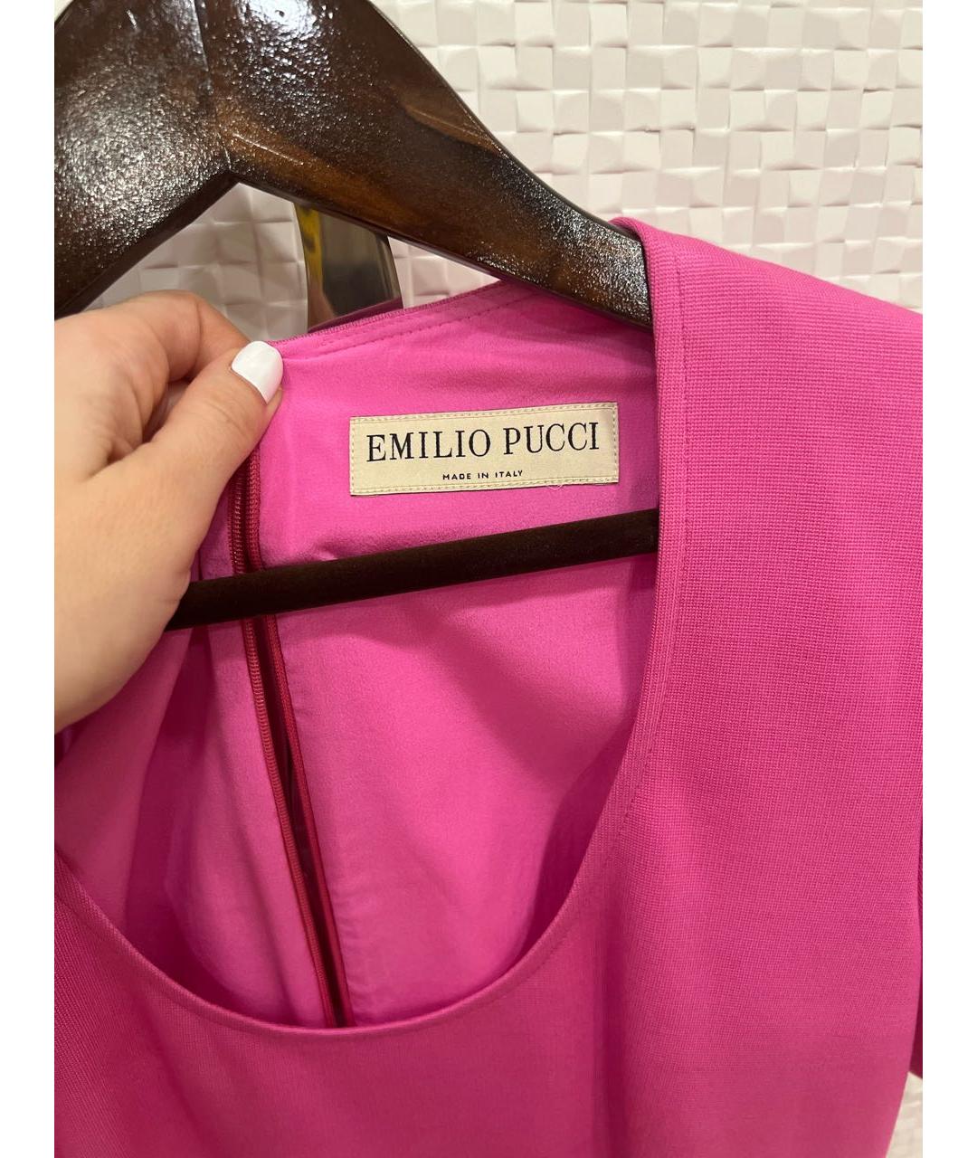 EMILIO PUCCI Розовое вискозное коктейльное платье, фото 3