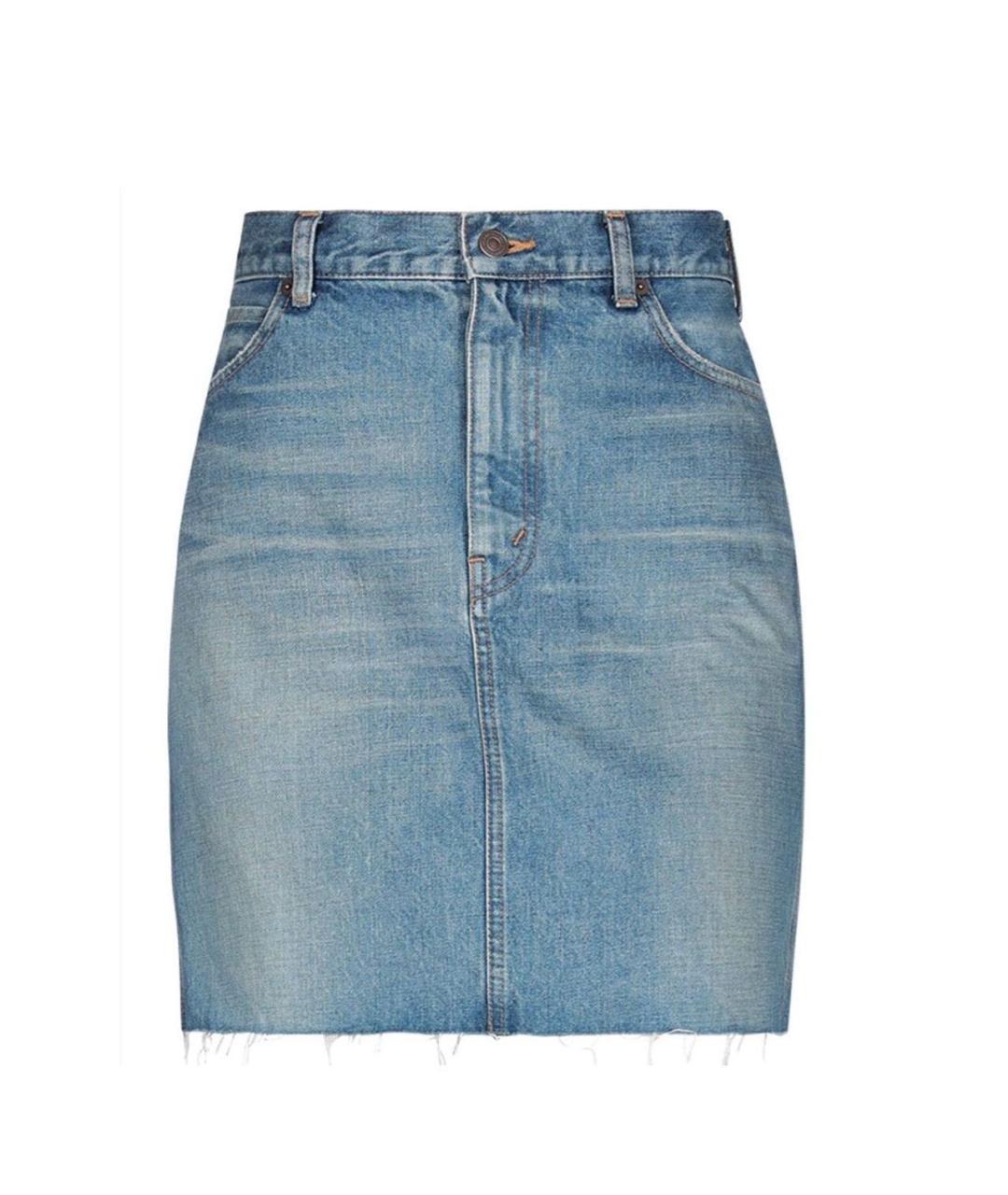 CELINE PRE-OWNED Синяя хлопковая юбка мини, фото 1