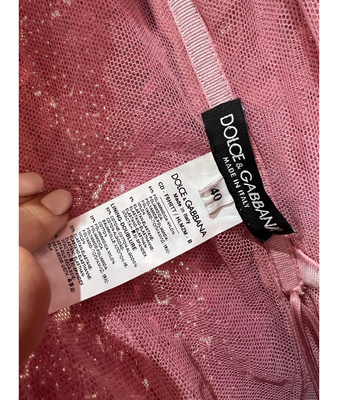 DOLCE&GABBANA Розовое полиамидовое коктейльное платье, фото 6