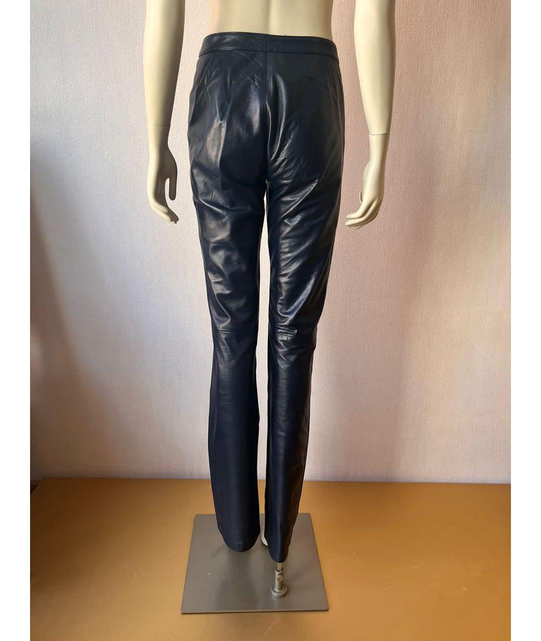 ROBERTO CAVALLI Черные кожаные прямые брюки, фото 6