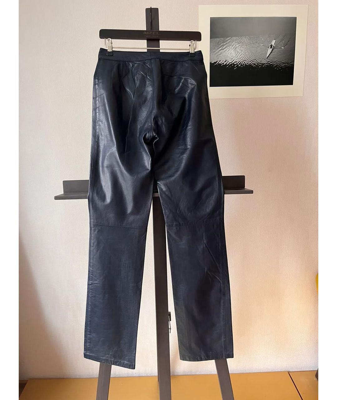 ROBERTO CAVALLI Черные кожаные прямые брюки, фото 2