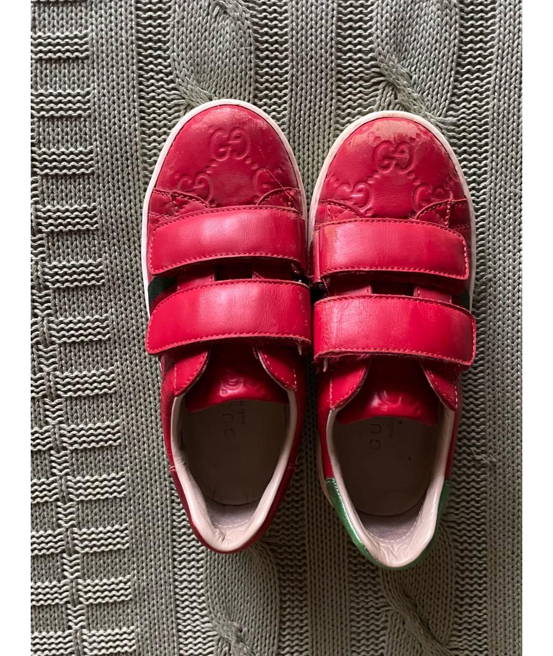 GUCCI KIDS Красные кожаные кеды, фото 3